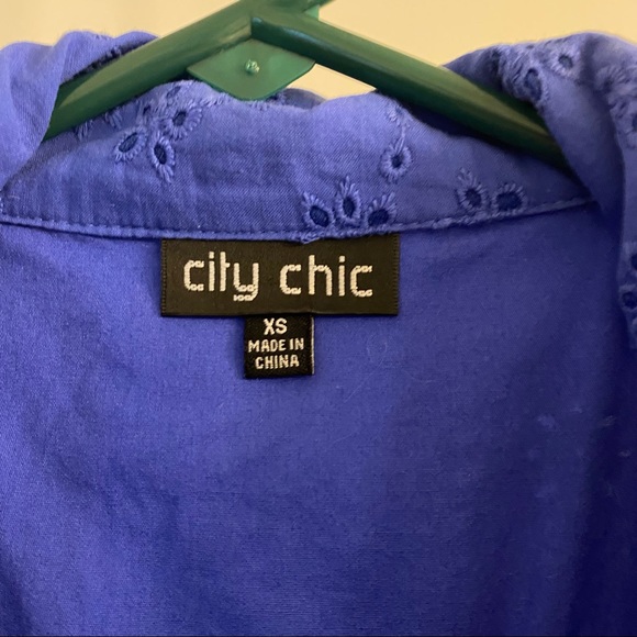 City Chic | Blue 1950's Fit & Flare Shirt Dress | Size XS 14/16 - Picture 10 of 11